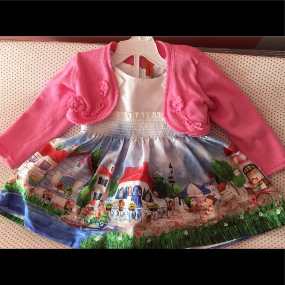Mayoral Brand Seaside Dress/ Cardigan/ Bloomer 🐰
